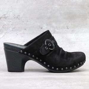 Dansko Nadine black suede heeled mules